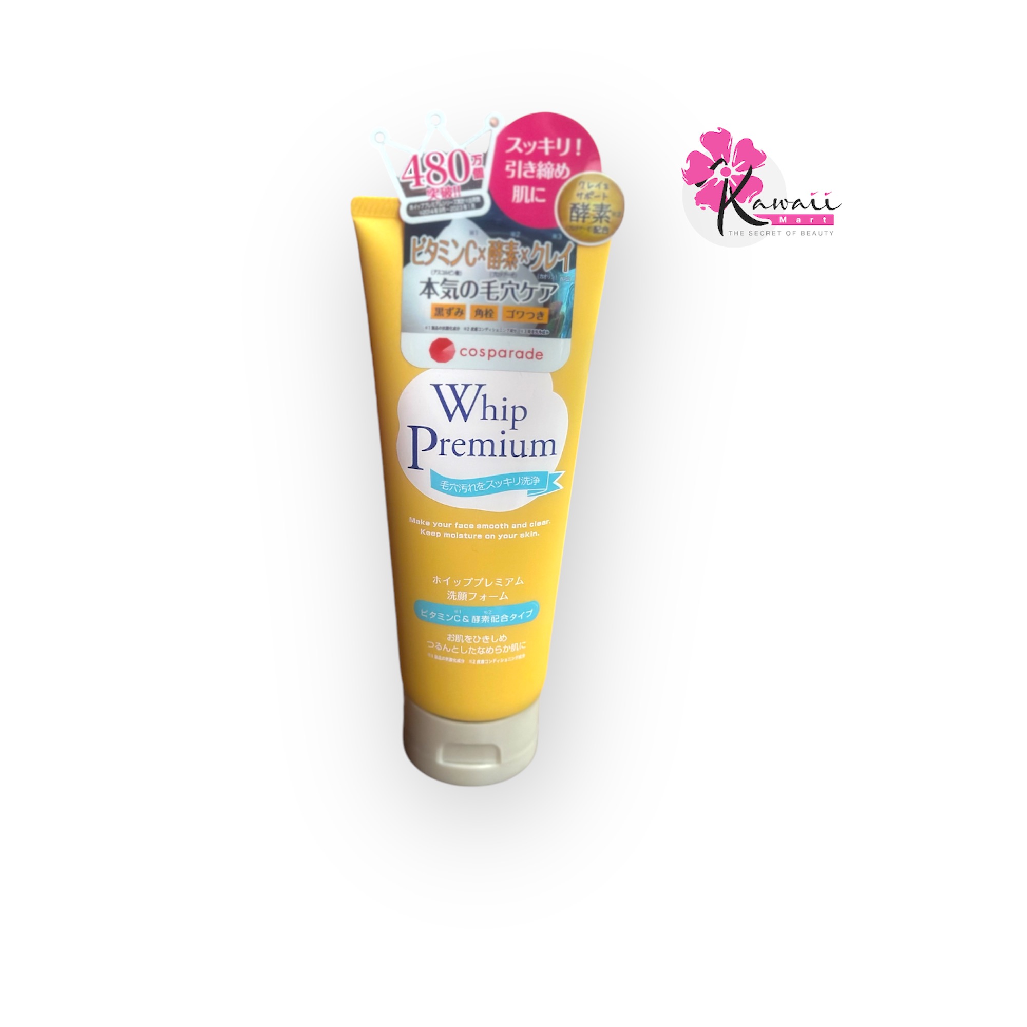 Whip Premium Facial Cleansing Foam, Vitamin C & Enzyme Blend(140g)