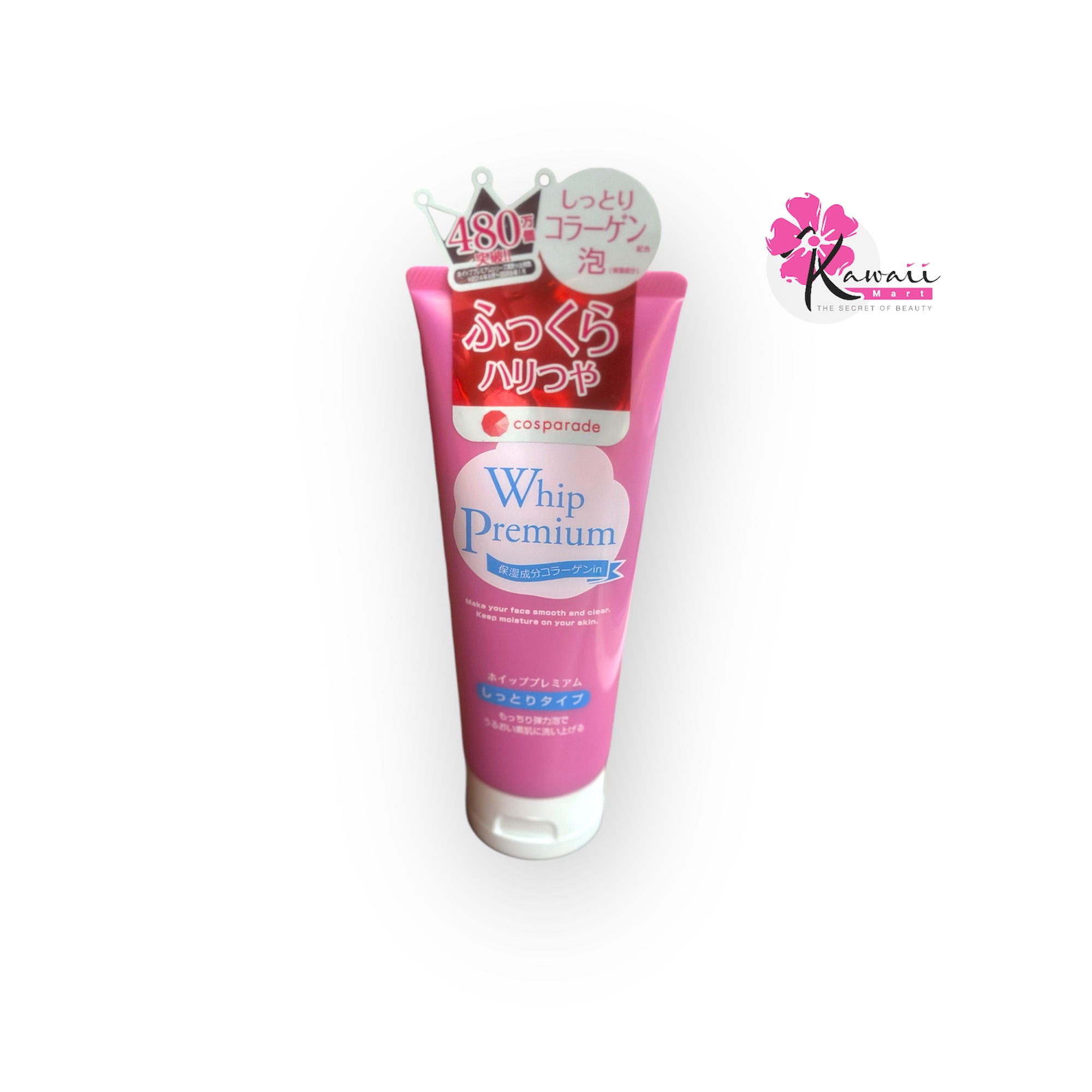 Whip Premium Facial Cleansing Foam, Fluffy, Shiny, Moisturizing Collagen(140g)